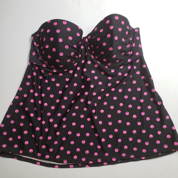 smart & sexy Other - Smart and Sexy Black Pink Polka Dot Swim Top